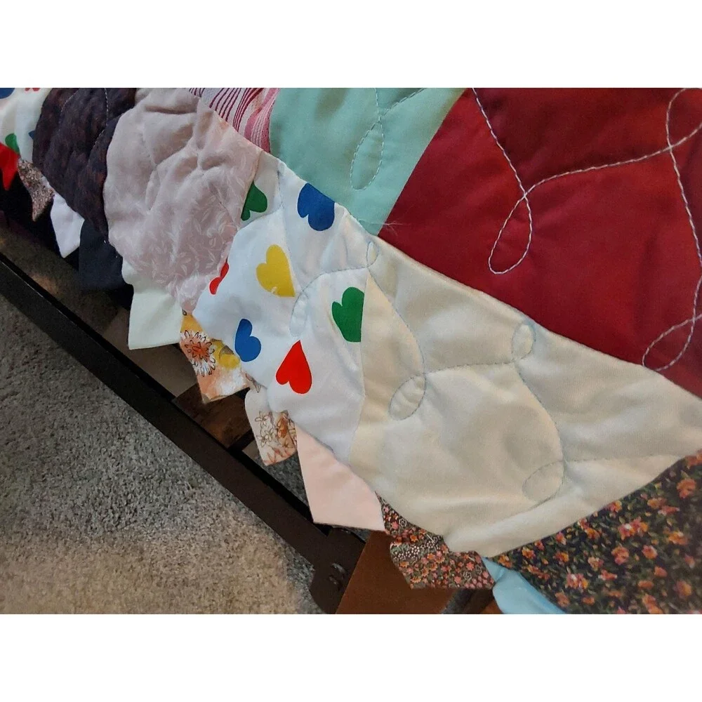 Handcrafted Colorful Crazy Quilt